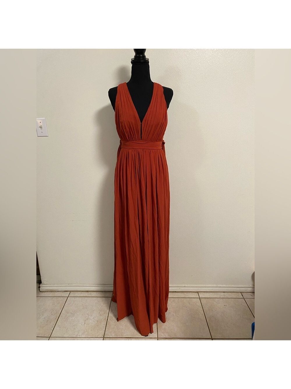 Free People Dress Women’s Size XS Terracotta  Bariano Maxi Chiffon Goddess Dress